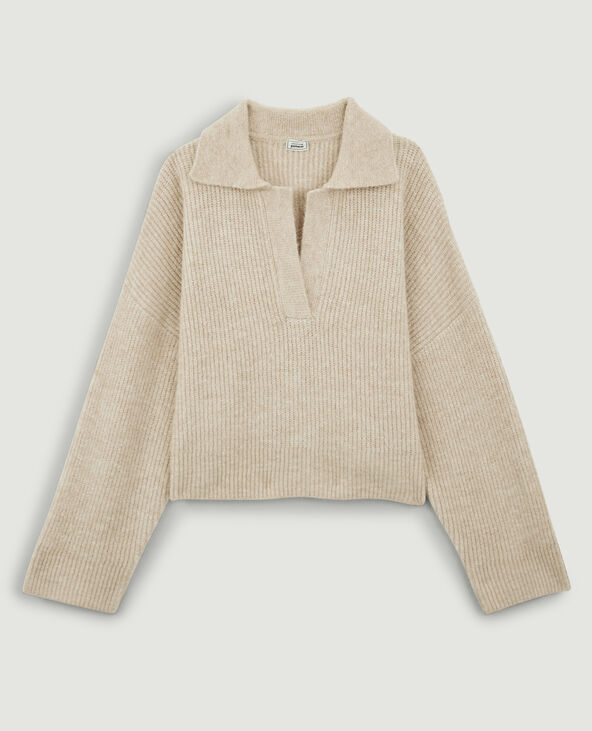 Pull col polo beige - Pimkie