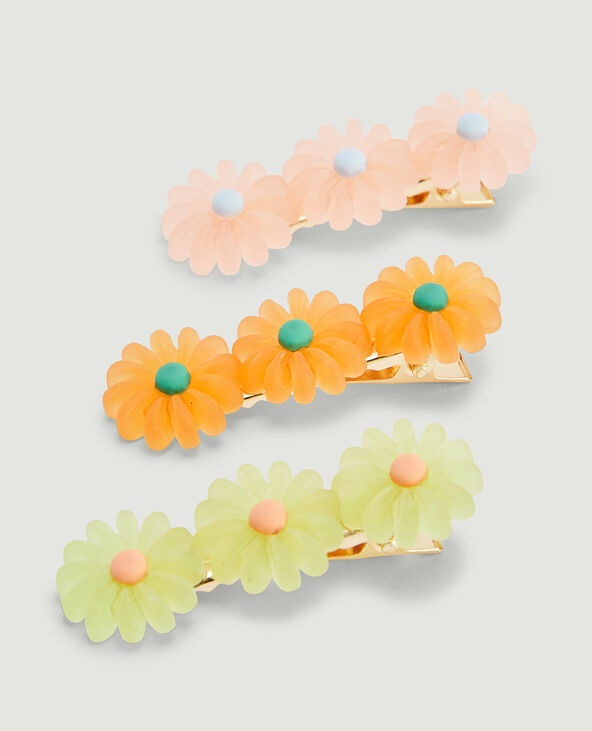 Lot de 3 barrettes fleurs orange - Pimkie