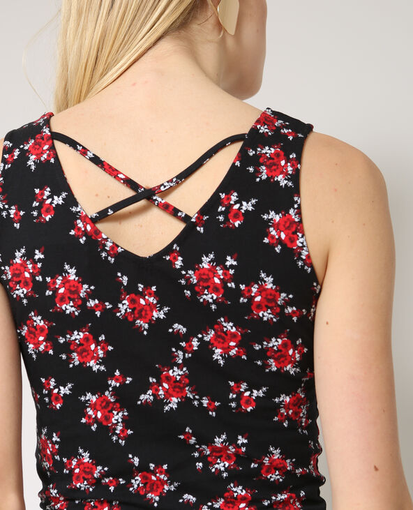 Crop top à fleurs noir - Pimkie