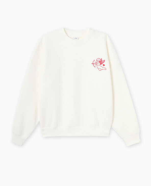 Sweat oversize avec print poitrine et dos  blanc - Pimkie