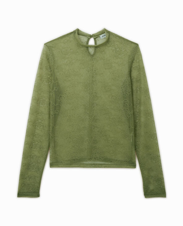 Top manches longues en dentelle vert kaki - Pimkie