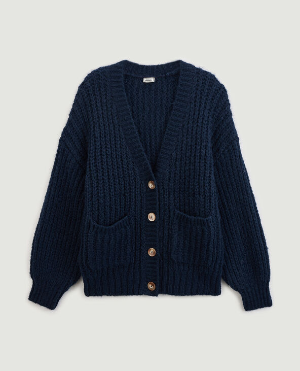 Gilet en grosses mailles bleu marine - Pimkie