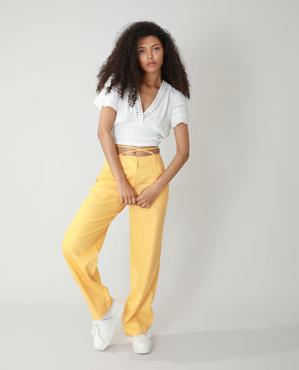 Blouse cropped smockée blanc - Pimkie