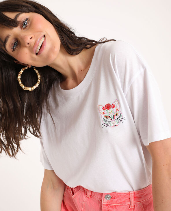 T-shirt chat blanc - Pimkie