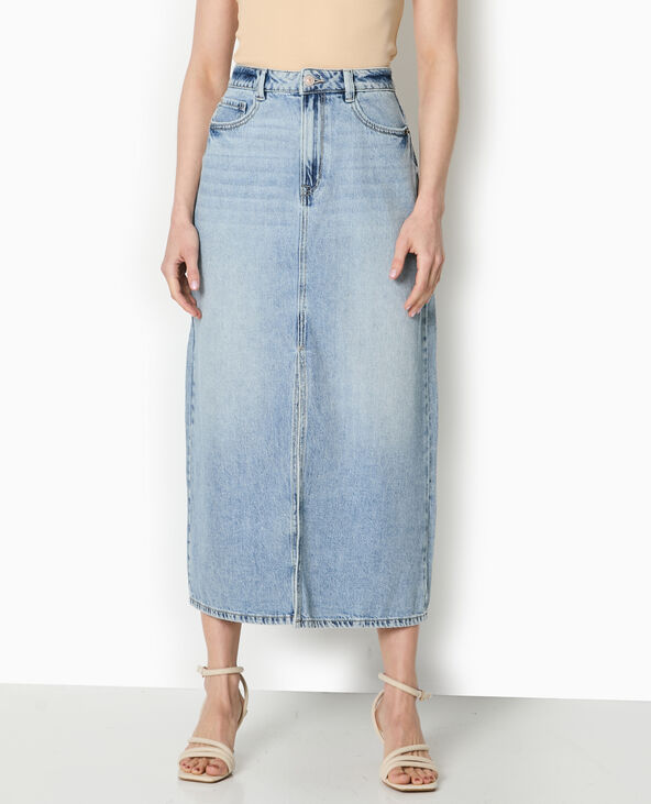 Jupe longue en jean bleu - Pimkie