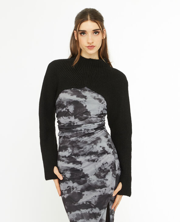 Pull chauffe-épaules en grosse maille noir - Pimkie