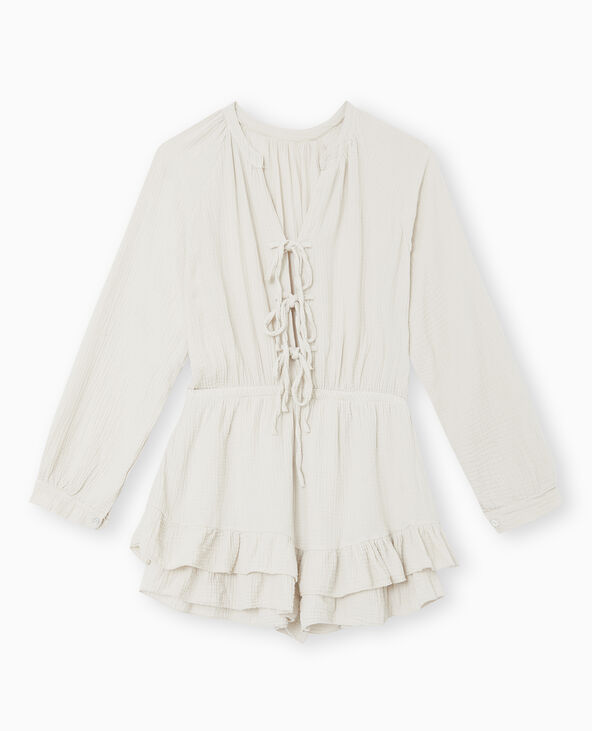Robe combishort en gaze de coton écru - Pimkie