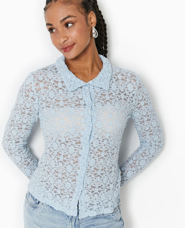 Chemise en dentelle bleu clair - Pimkie