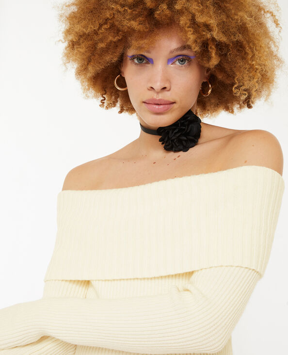 Robe longue en maille encolure Bardot écru - Pimkie