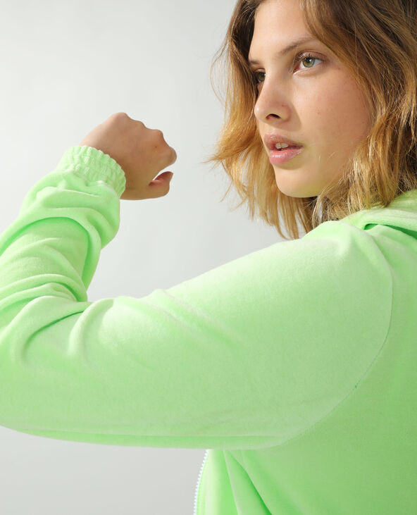 Sweat à capuche en velours vert anis - Pimkie