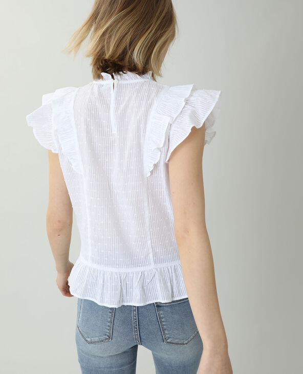 Blouse plumetis à volants blanc - Pimkie