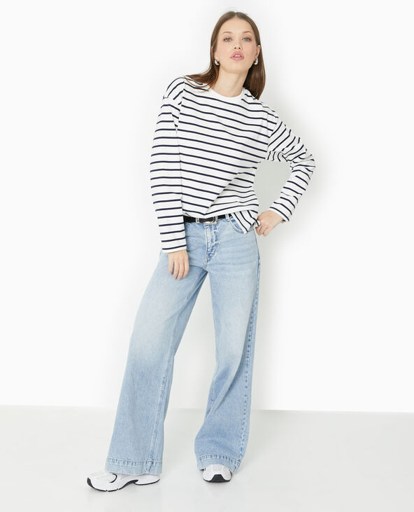 Marinière oversize manches longues blanc - Pimkie