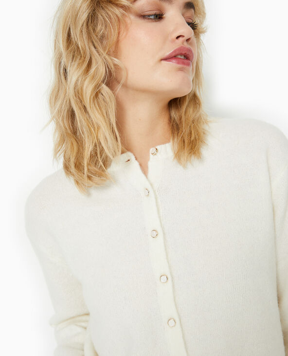 Gilet col rond avec boutons effet nacre blanc - Pimkie