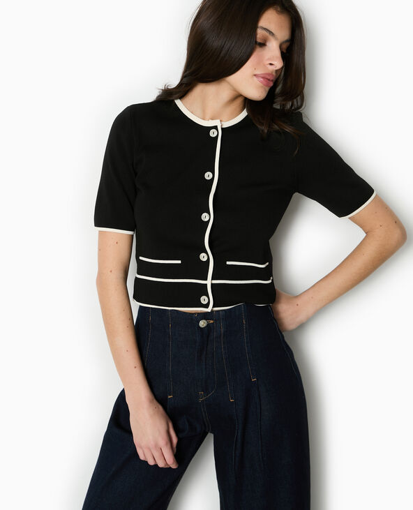Gilet manches courtes détails contrastés noir - Pimkie