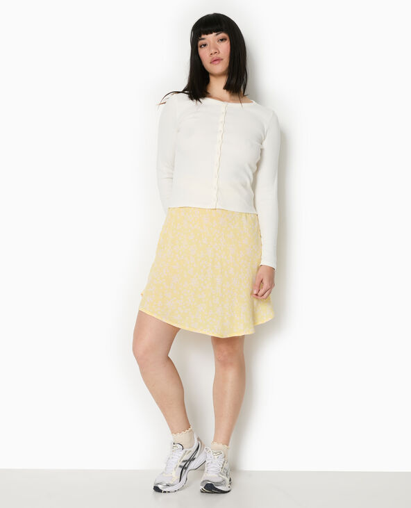 Jupe patineuse avec petites fleurs Jaune pâle - Pimkie