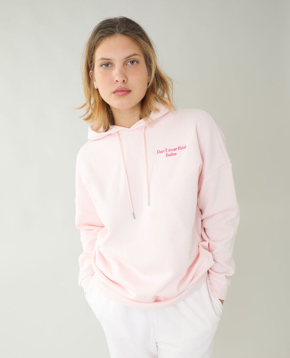 Sweat à capuche molleton oversize rose clair - Pimkie