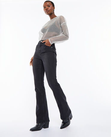 Jean Flare Patte D l phant Femme vas Taille Haute Noir