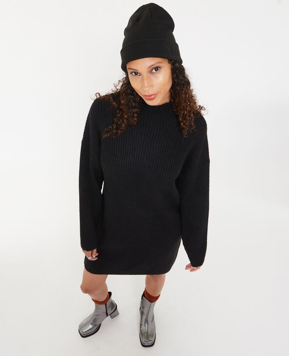 Robe courte en maille avec col montant noir - Pimkie