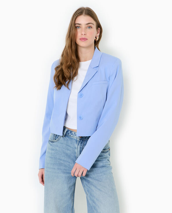 Veste courte avec boutons sous patte bleu - Pimkie