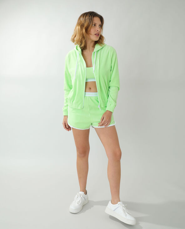Sweat à capuche en velours vert anis - Pimkie