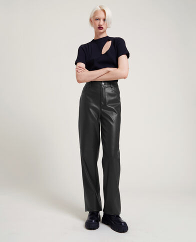Pantalon droit en simili cuir SMALL noir - Pimkie
