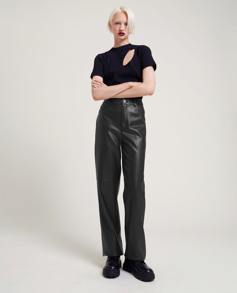Pantalon droit en simili cuir SMALL noir - Pimkie