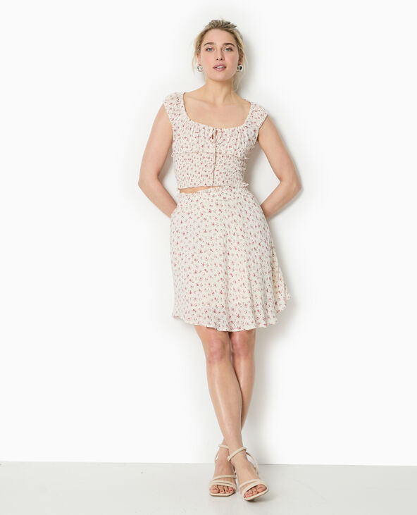 Jupe patineuse avec petites fleurs blanc - Pimkie