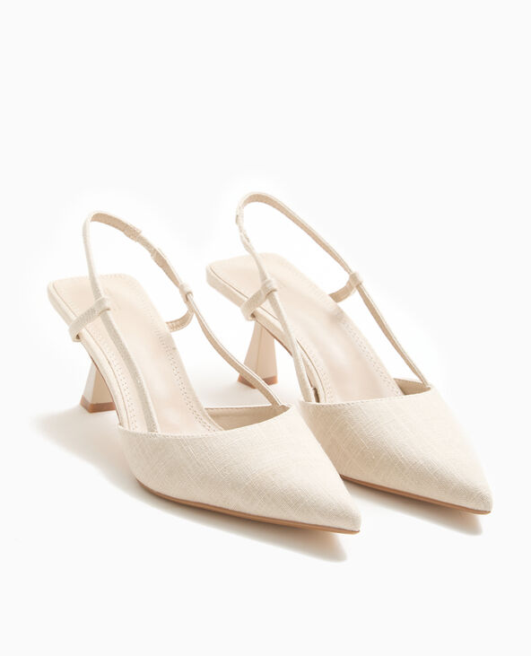 Escarpins ouverts bouts pointus et talons bobines beige - Pimkie