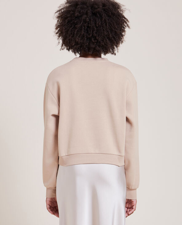 Sweat court col rond beige - Pimkie