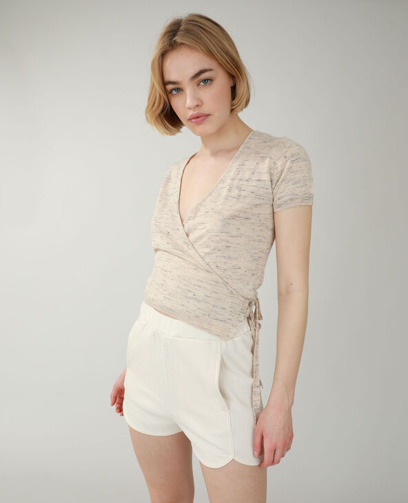 T-shirt cache-cœur beige - Pimkie