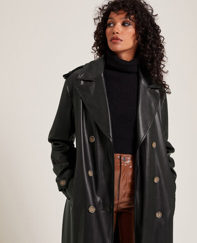 Trench long en simili noir - Pimkie