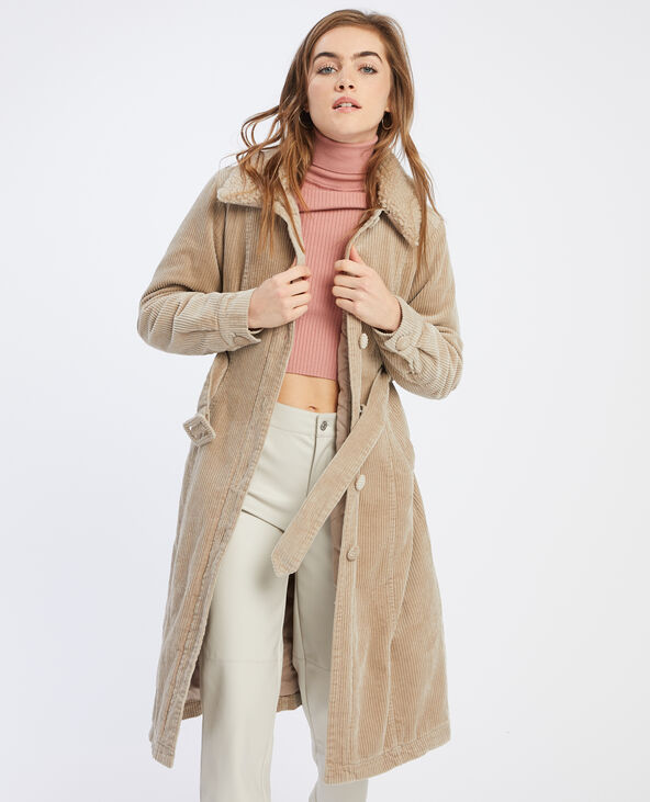 Manteau long velours femme new arrivals