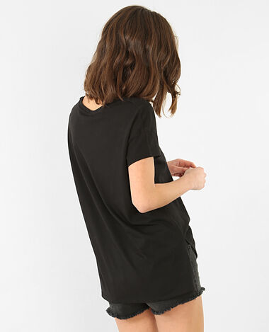 T-shirt brodé noir - Pimkie