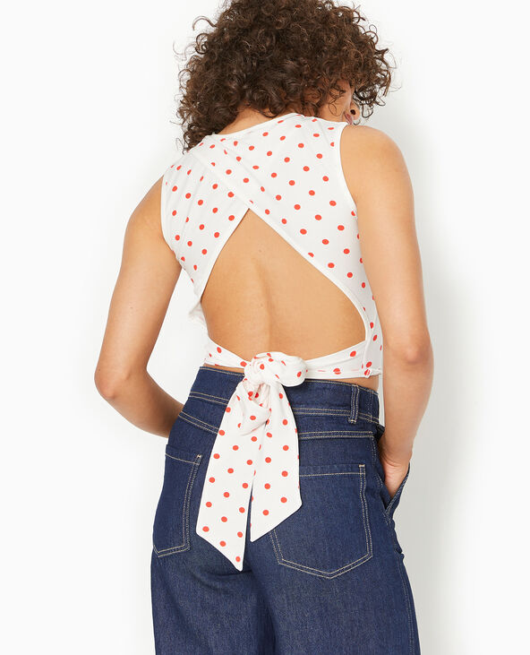 Débardeur avec cut-out dos motif pois écru - Pimkie