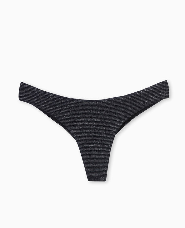 Bas de maillot de bain tanga avec lurex noir - Pimkie