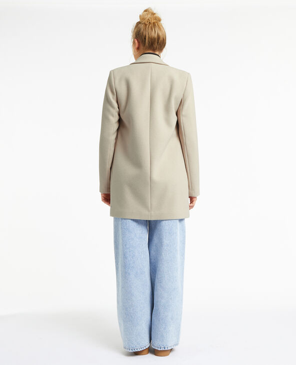 Manteau court drap de laine blanc - Pimkie