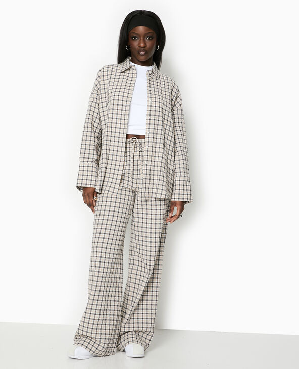 Chemise oversize à carreaux blanc - Pimkie