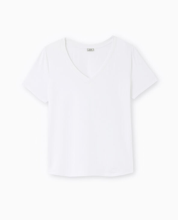 T-shirt ample col V avec viscose blanc - Pimkie