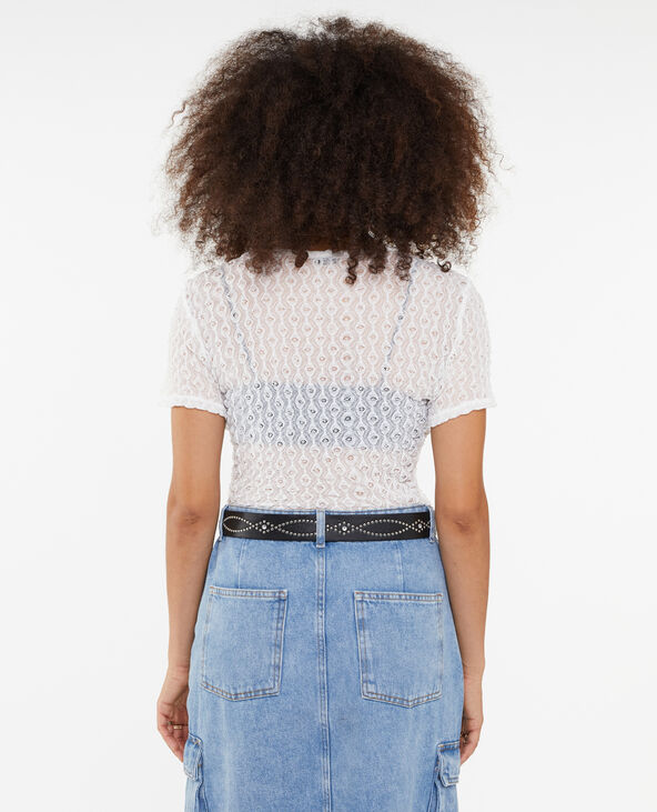 Top en dentelle tissu reliefé blanc - Pimkie