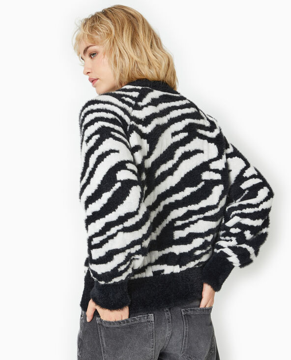 Pull en maille poilue motif zèbre noir - Pimkie