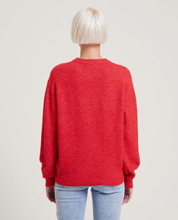 Pull col rond rouge - Pimkie