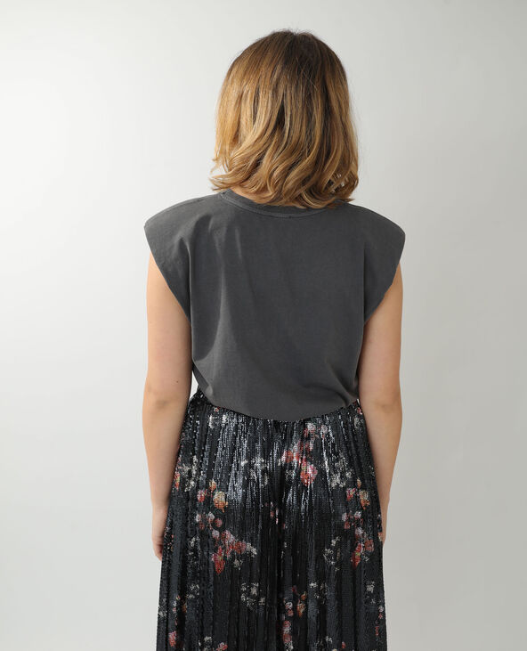 T-shirt à épaulettes gris foncé - Pimkie