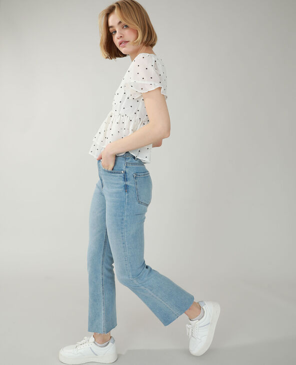 Top à volants et à pois blanc - Pimkie