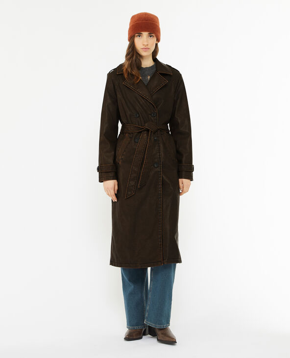 Trench en simili avec ceinture marron - Pimkie