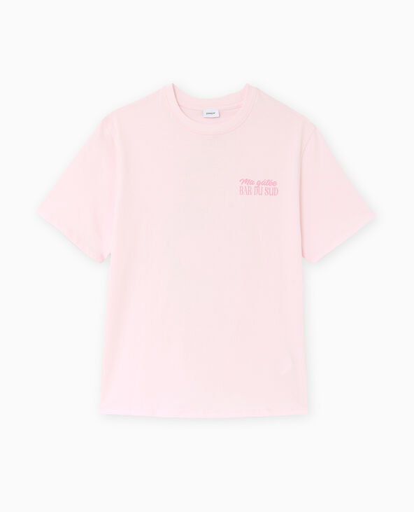 T-shirt oversize avec print poitrine et dos rose - Pimkie