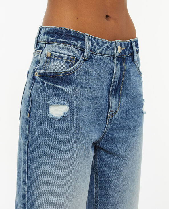 Jean mom taille haute trashé bleu - Pimkie