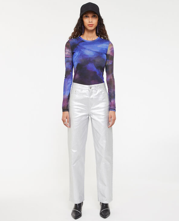 Jean droit argenté taille haute argenté - Pimkie
