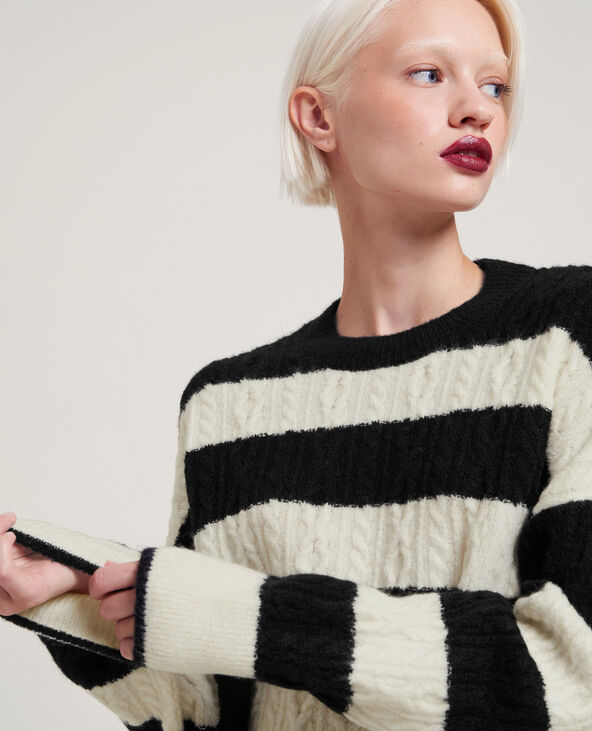 Pull en maille torsadée noir - Pimkie