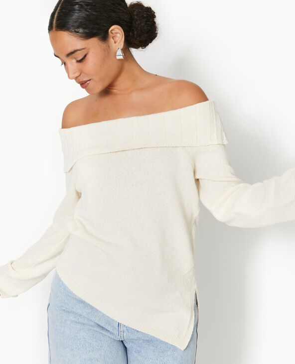 Pull encolure Bardot blanc - Pimkie
