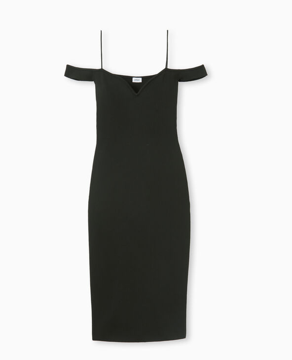 Robe en maille encolure Bardot noir - Pimkie